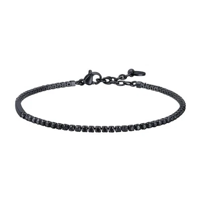 Bracciale Tennis Uomo Luca Barra BA1887 In Acciaio IP Nero E Zirconi Neri - Immagine 1 di 4