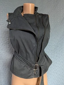 AKRIS punto Size US6 graphite black steampunk avant garde belted zip womens vest - Picture 1 of 13