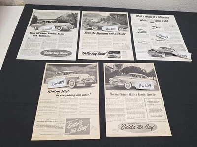 5 Vintage 1950 BUICK ADS Original Print Ad Literature - Image 1 of 4