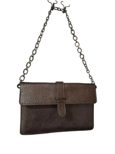 Furla Leather Shoulder Bag Pouch Chain Black Used Japan - Picture 1 of 12