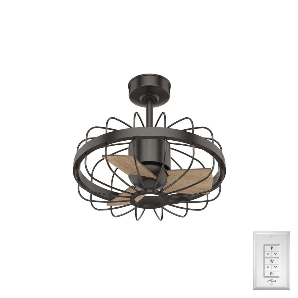 Hunter 42" Roswell Caged Ceiling Fan w/ Wall Control Modern Industrial Farmhouse - Image 1 of 1