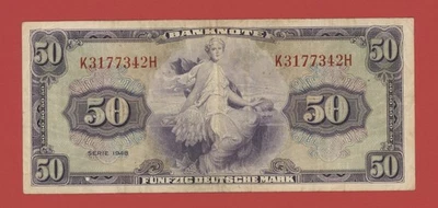 GERMANY FEDERAL REPUBLIC 50  DEUTSCHE MARK 1948  PICK # 7a VF. - Image 1 of 2