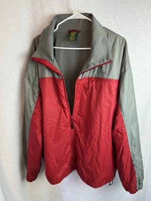 Cabela's Mens Size 2XL Jacket Windbreaker Coat Red Gray Lined XXL Zip Pockets - Image 1 of 3