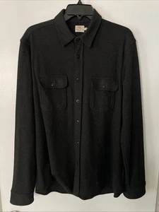 Faherty Shacket Flannel Men’s Shirt Large Dark Gray Button Up Good - Picture 1 of 9