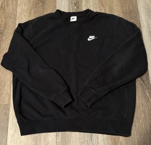 Nike Sweatshirt Mens Large Black White Spell Out Crewneck Pullover Embroidered - Picture 1 of 4