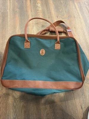 Vintage Polo Ralph Lauren Green Canvas Messenger Bag Laptop Luggage Travel - Image 1 of 4