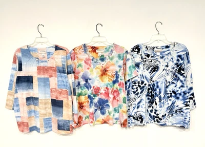 Lote de 3 Camisas Para Mujer Alfred Dunner Talla Grande 1X Multicolor Cuello Tachonado Blusa Foto 1 de 4