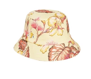 Zimmermann Printed Bucket Hat | Yellow Hibiscus Floral Print, Linen, Summer Hat - Picture 1 of 6