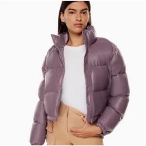 Aritzia Wilfred Free Reverie Purple Faux Leather Vista Puffer Jacket Size S - Picture 1 of 10