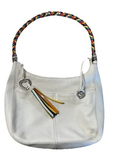 Brighton Barbados Ziptop Hobo WHITE NATURAL MULTI Strap Shoulder Purse RETIRED - Picture 1 of 13