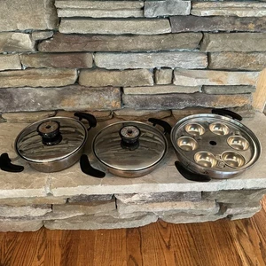 Vtg Elegance Temp Tone Thermium Multiplex Stainless Cookware Copper Bottom Set - Picture 1 of 10