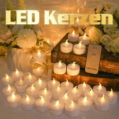 Flackern Flammlos LED Teelichter LED Kerzen Licht mit Fernbedienung 6/12/24PCS - Bild 1 von 4