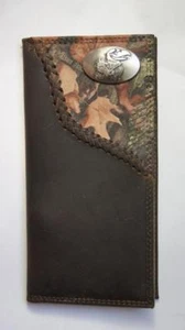 ZEP-PRO Kansas Jayhawks Fence Row Camo Leather Roper Wallet ONLY NO BOX - Picture 1 of 5