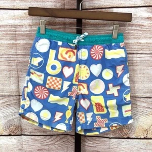Crewcuts x Kids Made Modern Blue Candy Print Swim Trunks Size 10 - Picture 1 of 12