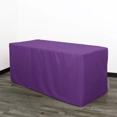 8 ft. Fitted Polyester Rectangular Tablecloth, Premium Tableclothes for weddings - Image 1 of 4