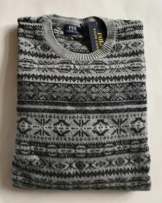 $248 NWT Mens Polo Ralph Lauren Iconic Fair Isle Cashmere Blend Crewneck Sweater - Image 1 of 3