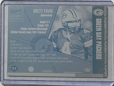 1/1 BRETT FAVRE 1998 PACIFIC CROWN ROYALE CARD PRINTING PLATE GREEN BAY PACKERS