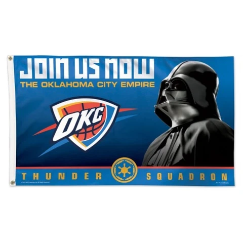 OKLAHOMA CITY THUNDER JOIN US NOW DARTH VADER THUNDER SQUADRON 3'X5' DELUXE FLAG Cover