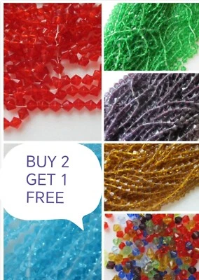120pcs Bicones Glass Crystal Beads 6mm Choice Of 25 Cols BUY 2 GET 1 FREE - Image 1 of 3
