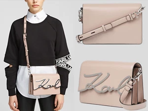KARL LAGERFELD K/SIGNATURE LEATHER CROSSBODY BAG SCHULTER-TASCHE UMHÄNGETASCHE - Bild 1 von 12