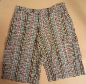 Vintage Mens Dtek Plaid Bermuda Shorts Sz 40 Actual Size 38. Y2K Multicolor - Picture 1 of 7