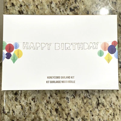 Meri Meri Happy Birthday Garland With Honeycombs Sign New Party Banner - Image 1 of 4