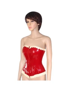 Latex Rubber Gummi Rot Waist Clip Cosplay Corset with Foldings 0.4mm S-XXL - Picture 1 of 2