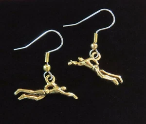 Swimmer Male Swimming Earrings 24 Karat Gold Plate Swim Water Sports Sport Pool - Picture 1 of 12