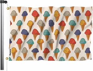 Bandera colorida de comida fría de verano de 3X5 pies de helado vintage para exteriores, interiores, apagados - Imagen 1 de 34