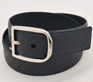 Auth Gucci Micro Guccissima Leather Belt Navy 85.34 gu4624cc - Picture 1 of 8