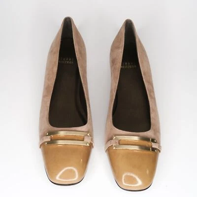 Mocasines planos Stuart Weitzman para mujer talla 8 marrón metal con cinturón gamuza años 80 oficina Foto 1 de 4