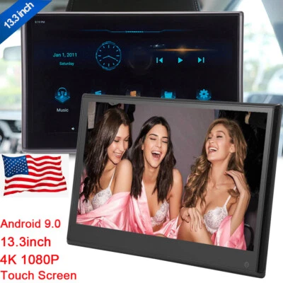 US 2+16GB 13.3'' 4K 1080P Android-9.0 Car Headrest Monitor WiFi/Bluetooth/USB/S Foto 1 de 4