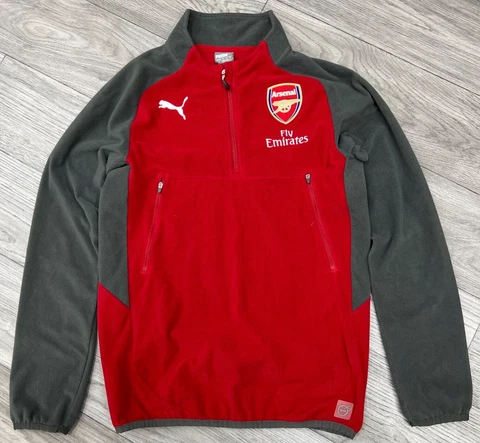 Arsenal London Training Football Top Soccer Warm Fleece Pullover Puma Size S Cover