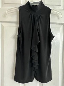 Jason Maxwell kleine ärmellose Damenbluse schwarz Rüschendetail gebraucht, in einwandfreiem Zustand - Bild 1 von 5