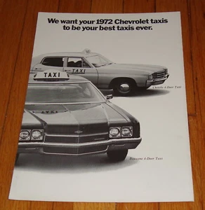 Catálogo de folleto de ventas de taxis Chevrolet 1972 original Chevelle Nova Biscayne - Imagen 1 de 2