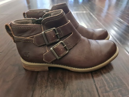 Stivali da donna Timberland Earthkeepers Savin Hill 6 pelle marrone fibbia zip Y2K