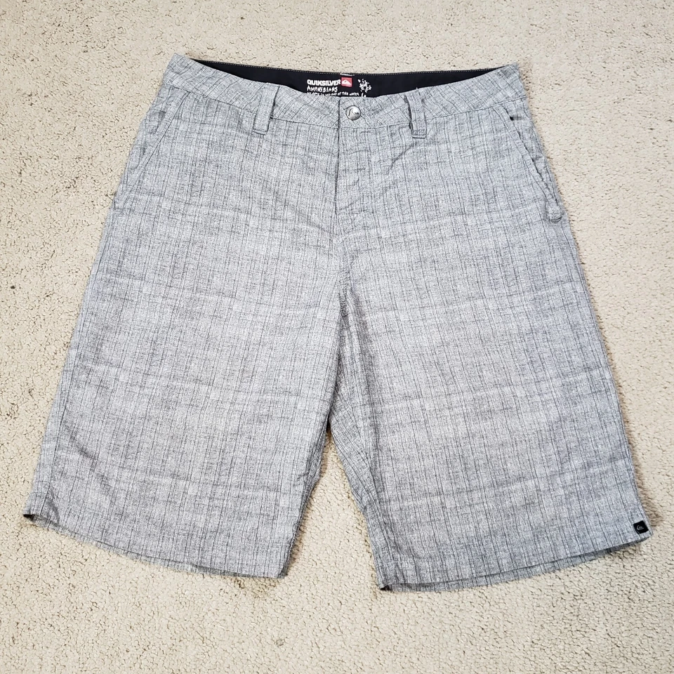 Bañador corto Quiksilver Amphibian para hombre 32 grises híbridos a cuadros Resort Foto 1 de 4