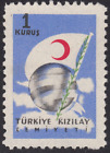 1954 Turquie SC# RA164 - Globe et drapeau - Croissant-Rouge - Timbres fiscaux postaux - d'occasion