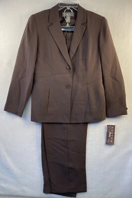 Conjunto de traje pantalones marrón Norton McNaughton para mujer talla 10P nuevo con etiquetas Foto 1 de 4