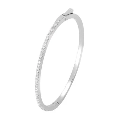 1ct Bangle Bracelet White Gold Diamond Test Pass Lab-Created VVS1/D - Image 1 of 4