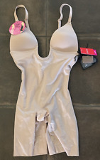 NWT Spanx Suit Your Fancy Plunge Low-Back Mid-Thigh Bodysuit Champagne Size XS