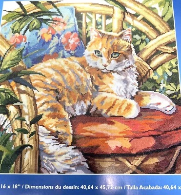 Janlynn Cat On The Sunlit Chair Cross Stitch Pattern 16" X 18" Pattern Only - Image 1 of 4