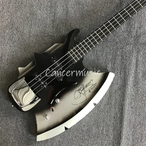 Black&Silver AXE Bass Electric Guitar Gene Simmons Signature 4 String Solid Body - Picture 1 of 5