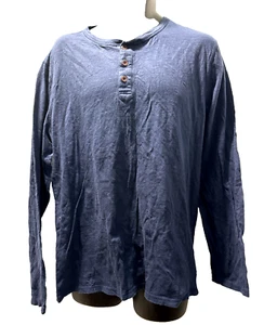 Gap Lived In Henley Cotton Blue Mens Size L 3 Button V Neck - Picture 1 of 6