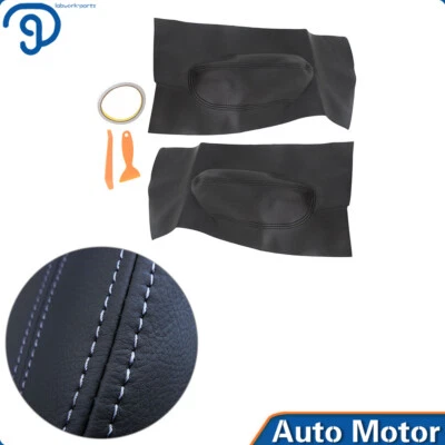 Par de cubiertas de cuero para tarjeta de inserción de panel de puerta para Volkswagen Beetle 1998-2010 negro Foto 1 de 4