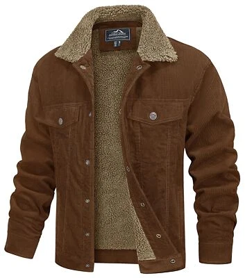 Men's Winter Warm Corduroy Jacket Sherpa Lined Trucker Jacket Casual Work Coats - Image 1 of 4