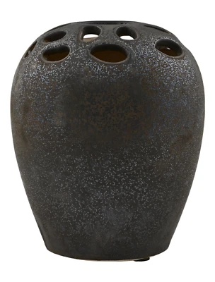 Deko Ton Vase individuell Blume Pflanze Wohndeko Interieur Akzent schwarz - Bild 1 von 4