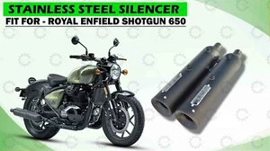 Apto para Royal Enfield "Shotgun 650 SS Silenciador de escape Negro Par" - Imagen 1 de 6
