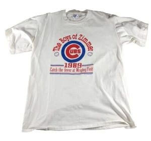 Camicia Chicago Cubs uomo XL VINTAGE anni 80 90 ragazzi di Zimmer Wrigley punto singolo - Foto 1 di 7