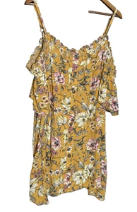 Torrid schulterfreie gelbe geblümte Bluse 4x Hawaii Tropical Resort Strand - Bild 1 von 8